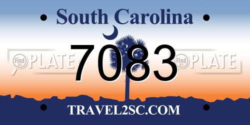 7083 South Carolina License Plate