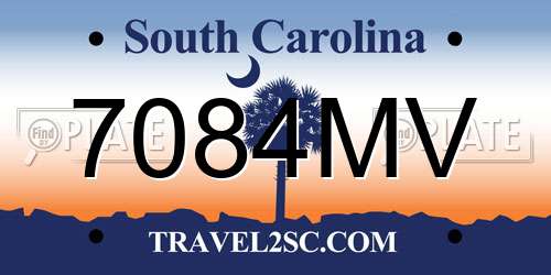 7084MV South Carolina License Plate