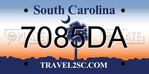 7085DA South Carolina License Plate