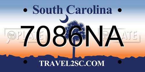 7086NA South Carolina License Plate