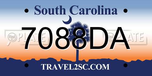 7088DA South Carolina License Plate