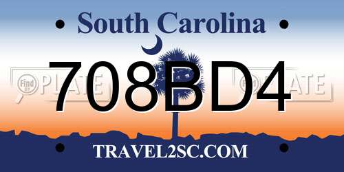 708BD4 South Carolina License Plate