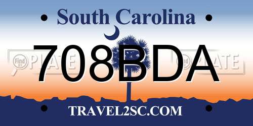 708BDA South Carolina License Plate