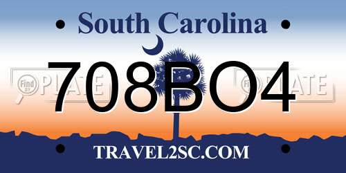 708BO4 South Carolina License Plate