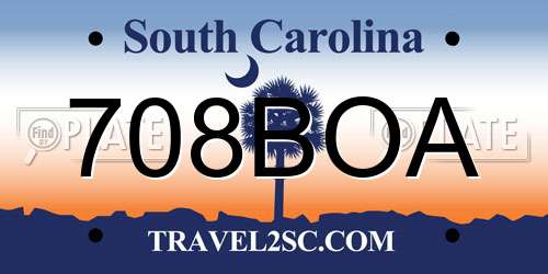 708BOA South Carolina License Plate