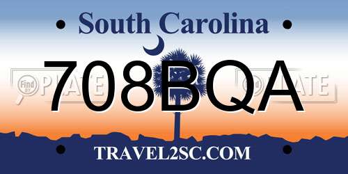 708BQA South Carolina License Plate
