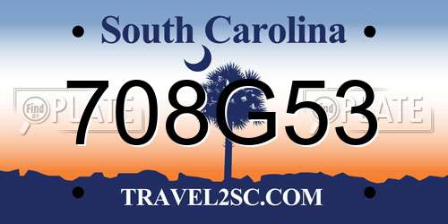 708G53 South Carolina License Plate