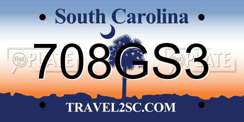 708GS3 South Carolina License Plate