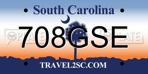 708GSE South Carolina License Plate