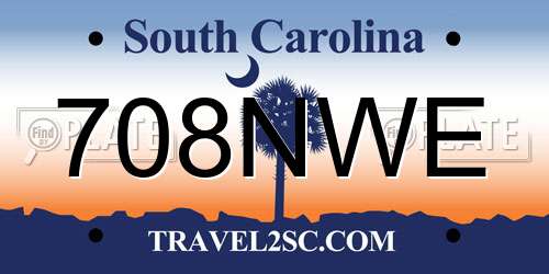 708NWE South Carolina License Plate