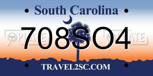 708SO4 South Carolina License Plate