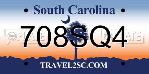 708SQ4 South Carolina License Plate