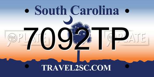 7092TP South Carolina License Plate