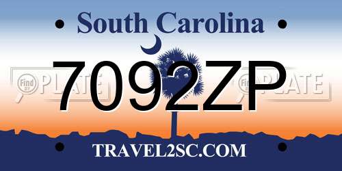 7092ZP South Carolina License Plate