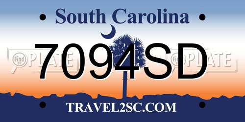 7094SD South Carolina License Plate
