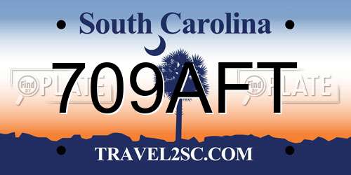 709AFT South Carolina License Plate