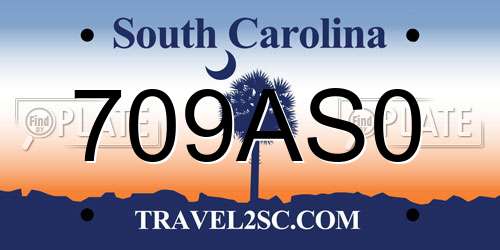 709AS0 South Carolina License Plate