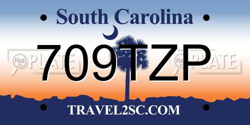 709TZP South Carolina License Plate