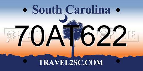 70AT622 South Carolina License Plate