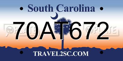 70AT672 South Carolina License Plate