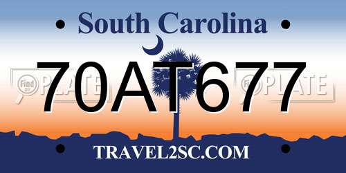 70AT677 South Carolina License Plate