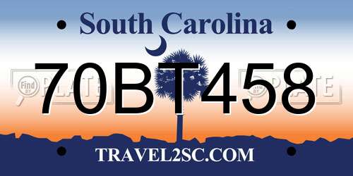 70BT458 South Carolina License Plate