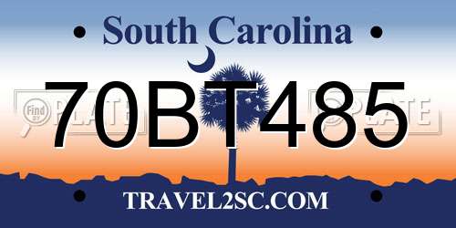 70BT485 South Carolina License Plate
