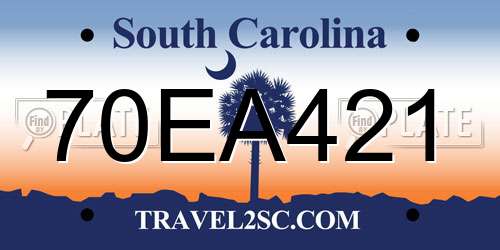 70EA421 South Carolina License Plate