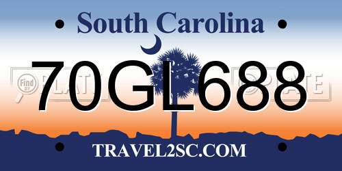 70GL688 South Carolina License Plate