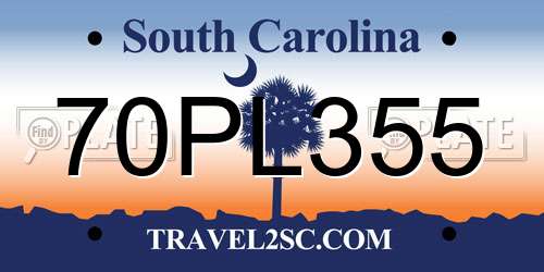 70PL355 South Carolina License Plate
