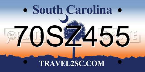 70SZ455 South Carolina License Plate