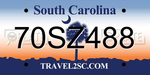 70SZ488 South Carolina License Plate