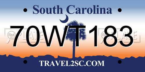 70WT183 South Carolina License Plate