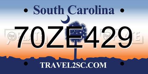 70ZE429 South Carolina License Plate