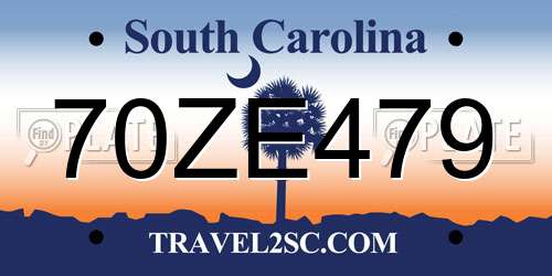 70ZE479 South Carolina License Plate