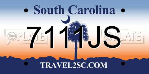 7111JS South Carolina License Plate
