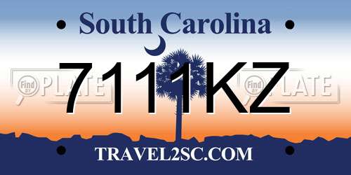 7111KZ South Carolina License Plate