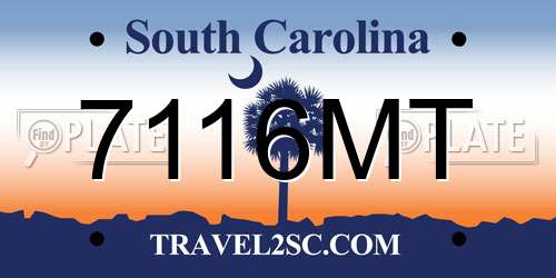 7116MT South Carolina License Plate