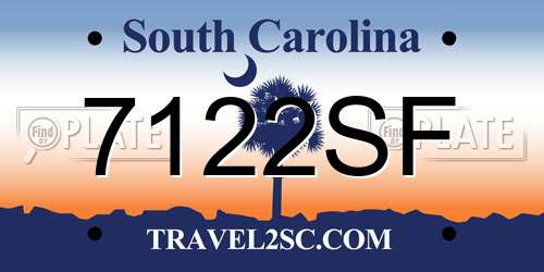 7122SF South Carolina License Plate
