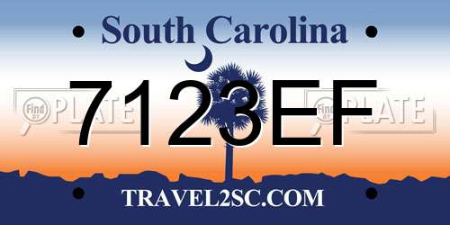 7123EF South Carolina License Plate