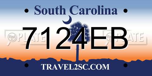 7124EB South Carolina License Plate