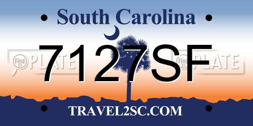 7127SF South Carolina License Plate