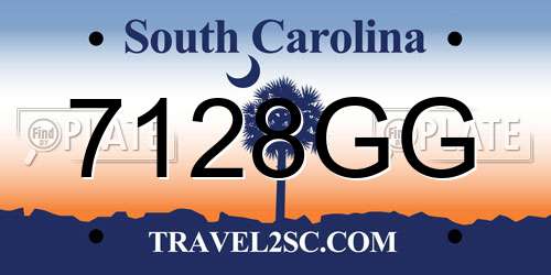 7128GG South Carolina License Plate