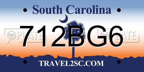 712BG6 South Carolina License Plate