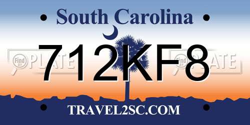 712KF8 South Carolina License Plate