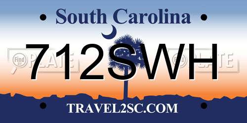 712SWH South Carolina License Plate