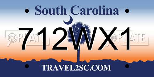 712WX1 South Carolina License Plate