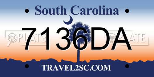 7136DA South Carolina License Plate