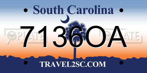 7136OA South Carolina License Plate