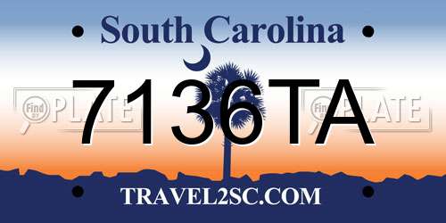 7136TA South Carolina License Plate